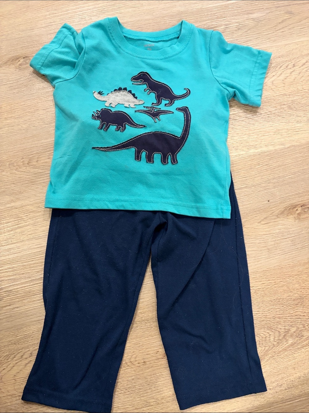 Carters 2T Turquoise Dinosaur Two-Piece Kids Pajama Set